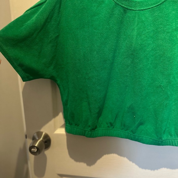 Juicy Couture Terry Cloth Short Sleeve Green Cropped Top Size XL NWOT Boho Beach - Picture 4 of 9